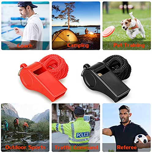 Loud Pea Whistles with Lanyards - 2 Pack for Sports, Training & Emergency
