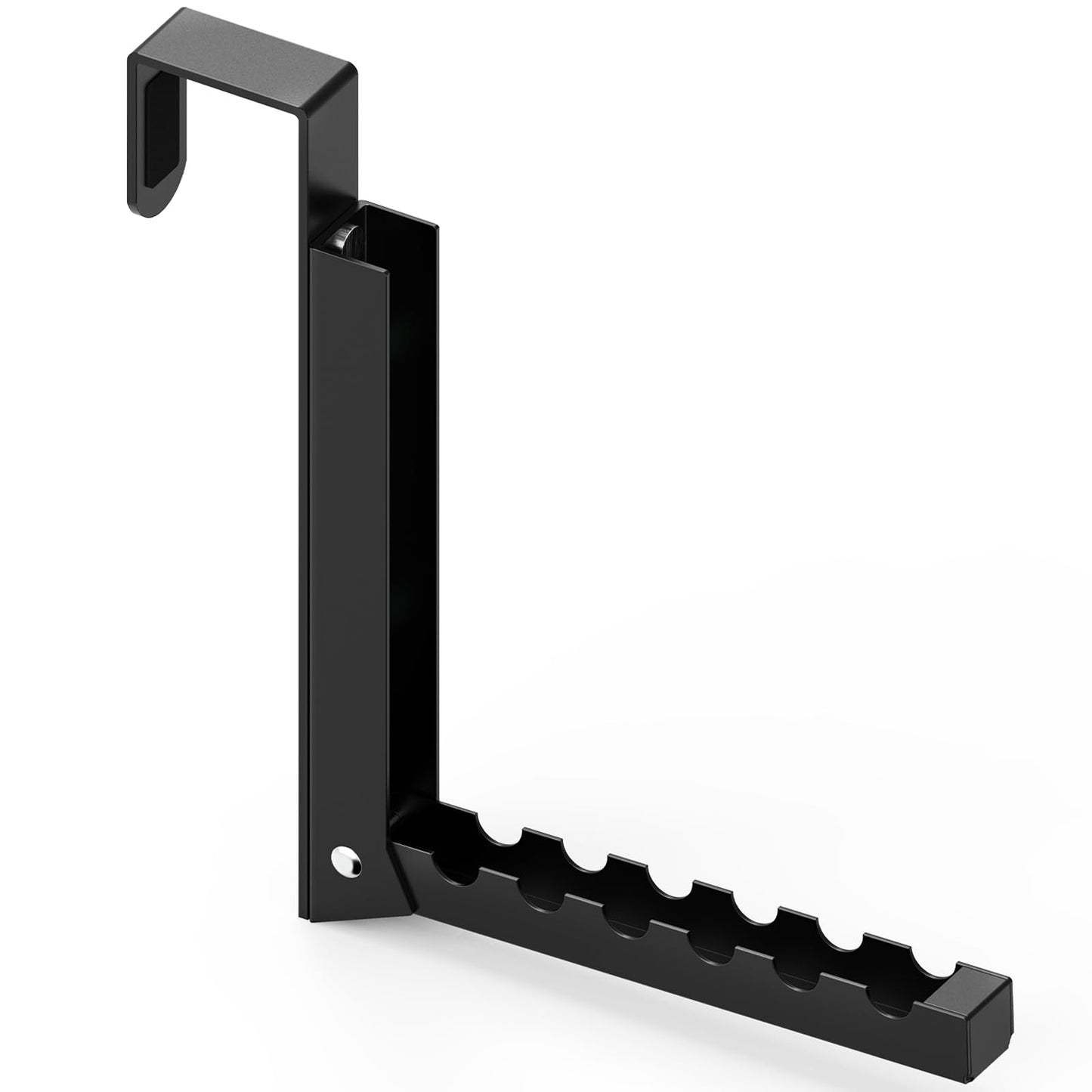 1 Pcs Black Folding Over Door Clothes Drying Laundry Rack Hooks - 6 Groves, Hanger for Clothes & Towels, Bedroom & Bathroom