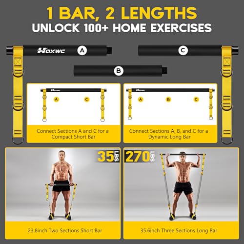 Portable Pilates Bar Kit with Resistance Bands for Strength Training