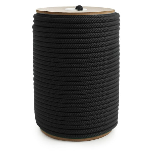 PerkHomy 200 Feet Cotton Rope 3/16" (5mm) Multi Purpose Utility Diamond Braided Cord, Natural Cotton for Clothes Line Camping Crafting Flag Pole, Black