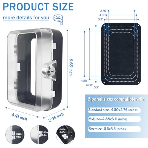 Child Proof Outlet Lock Box with 2 Durable Keys - Heavy Duty Safety Cover for Baby Proofing, Tool-Free Installation, More Space for Large Plugs Universal Fit Socket Protector (2 Pack, Black)