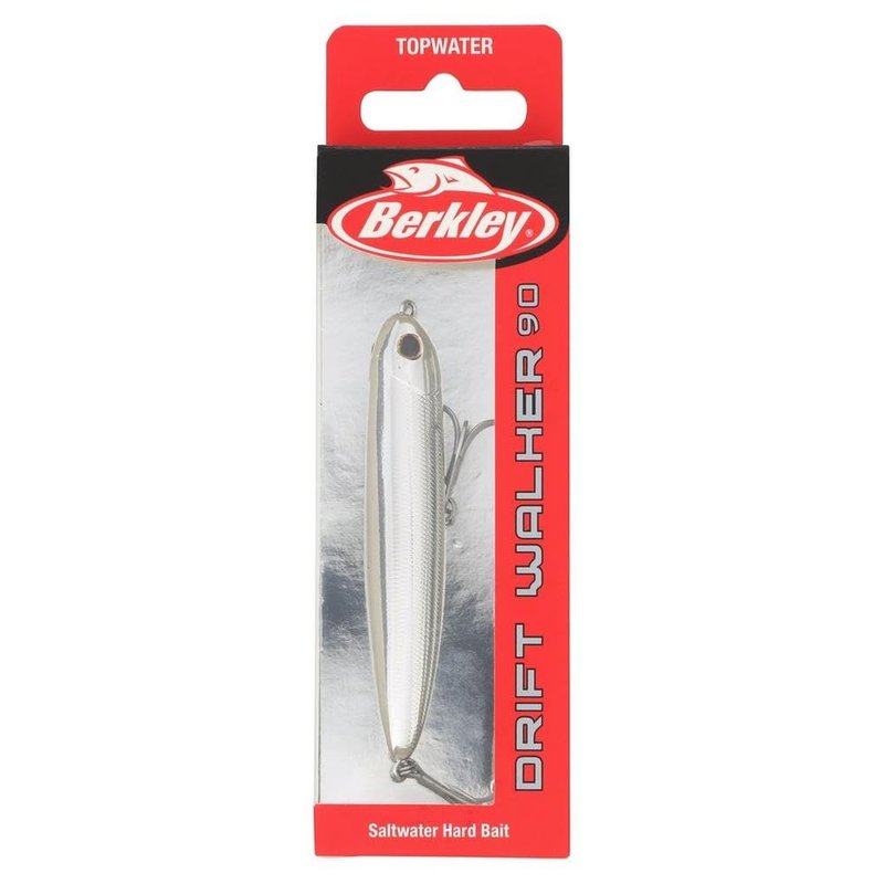 Berkley Saltwater Drift Walker Topwater Fishing Lure, Chrome, 3/8 oz, 3.5in, Tail Weighted Design Tuned for Casting Distance, Equipped with Fusion19 Hook