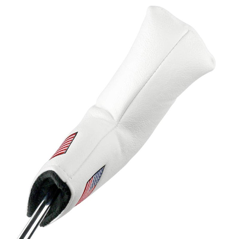 Myartte Golf Head Cover Putter Cover Magnetic Closure Blade Putter(White American Flag)