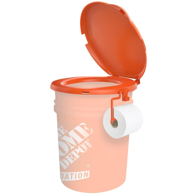 Orange Portable Toilet Seat for 5 Gal Buckets, Snap-on Lid for Adults, Camping, Hiking, Emergency, Car, Boat