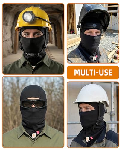 BOCOMAL FR Balaclava Face Mask 7oz Midweight Arc Rated NFPA2112 CAT2 2-Pack, One Size, Black