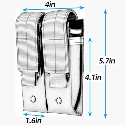 Tactical Double Pistol Mag Pouch - Black, Fits 9mm, .40, .45