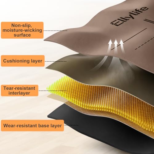 Ellylife Brown Non Slip Yoga Mat with Alignment Lines - Eco-Friendly Rubber