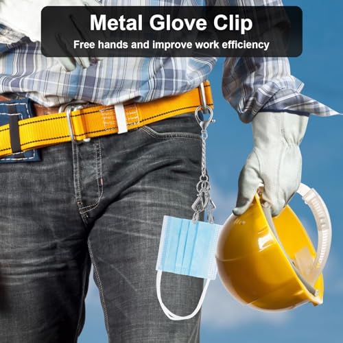 18 PCS Metal Glove Clip Glove Clips for Work Glove Holders Safety Glove Clip Steel Glove Clip with 2 Alligator Clip for Belt Loop, Construction, Camping, Outdoor Activities
