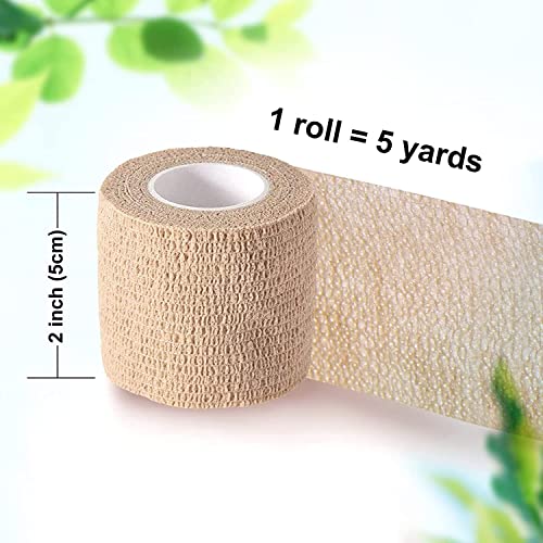 Self-Adherent Elastic Bandage Wrap - 2 Inch - 6 Pack for Sports & First Aid