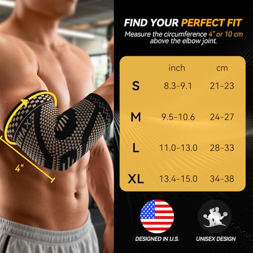 INDEEMAX Copper Elbow Compression Sleeve 2 Pack – Medium, Black