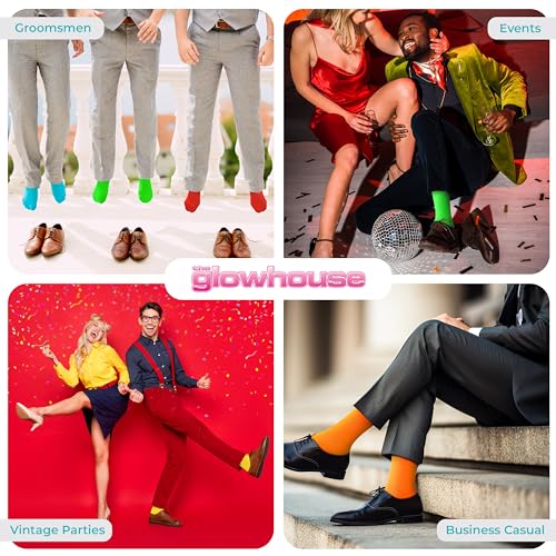 Neon Green Casual Dress Socks for Men - Comfortable Crew Socks
