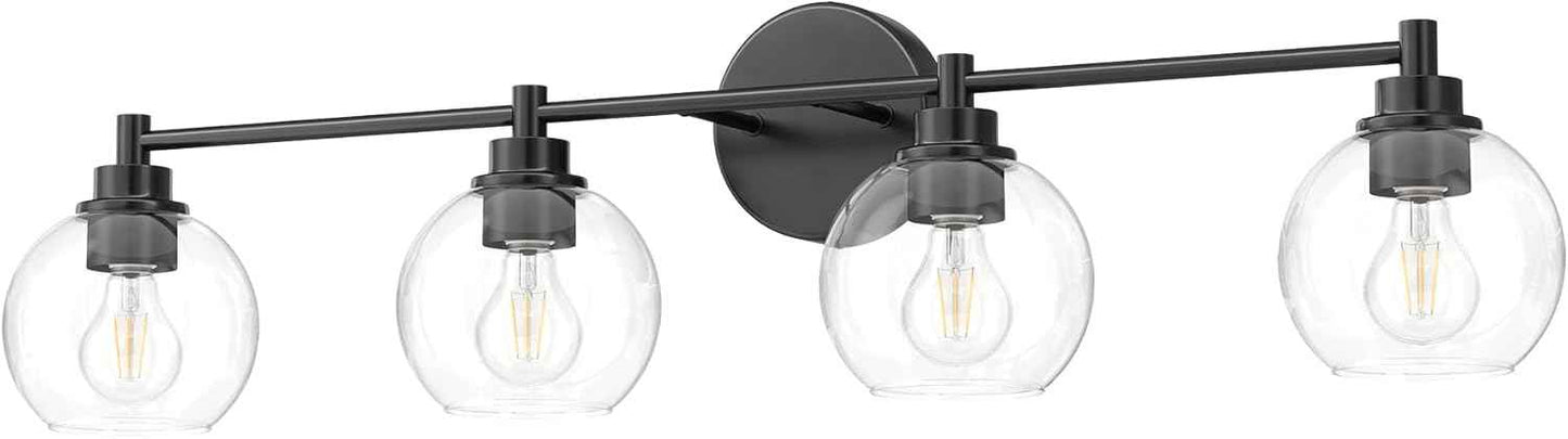 3-Light Vanity Bathroom Light Fixture with Globe Glass Shades - Brushed Nickel, ETL Certified