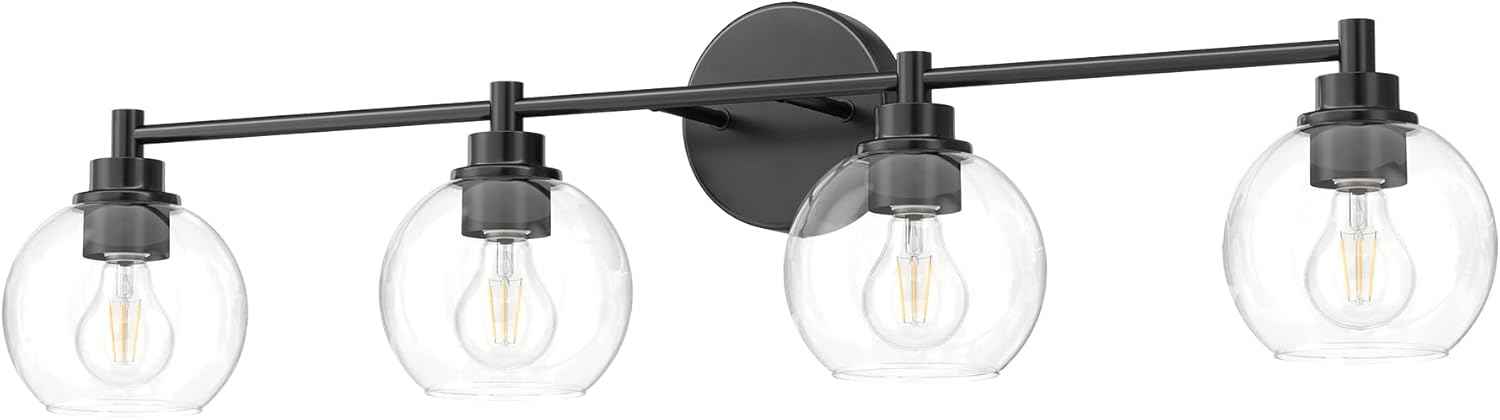 3-Light Vanity Bathroom Light Fixture with Globe Glass Shades - Brushed Nickel, ETL Certified