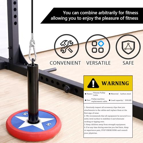 59in Fitness Pulley Cable - Heavy Duty Steel Wire Rope Accessory