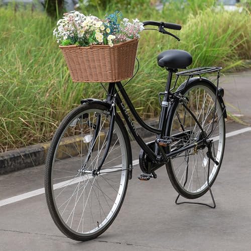 Woven Wicker Bike Basket - Handmade Front Bicycle Basket - Brown