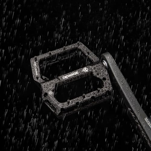 GEWAGE Black 9/16" CNC Aluminum Flat Bike Pedals with Anti-Slip Pins & Sealed Bearings