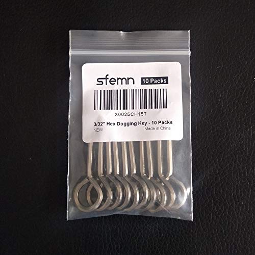 3/32¡± Hex Key Dogging Key Allen Key with Full Loop, Allen Wrench Door Key, Solid Metal ? 10 Packs