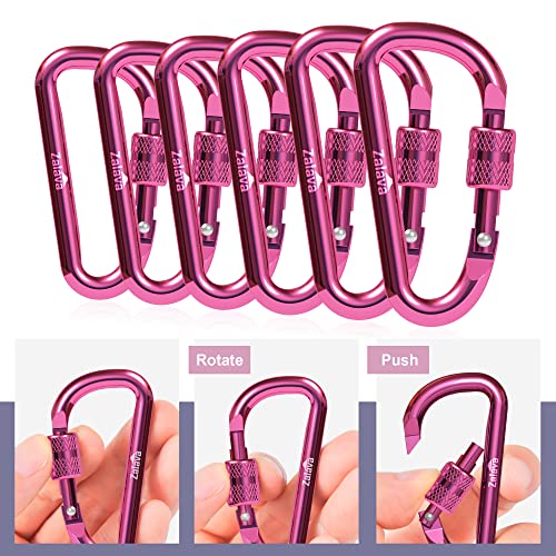 2-Inch Aluminum Carabiner Keychain - 6PCS Berry Pink