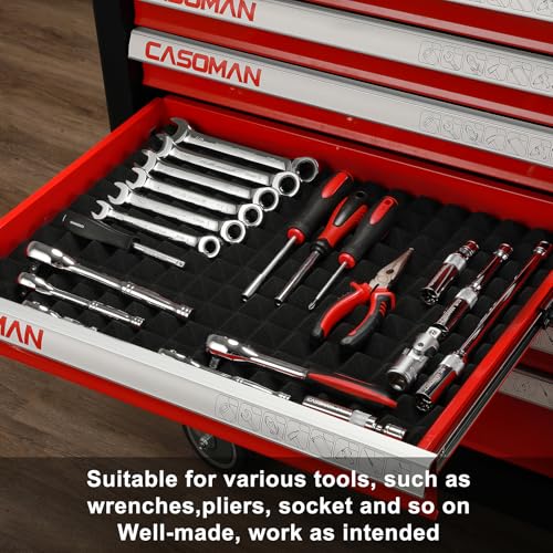 CASOMAN 4PCS Professional Toolbox liner, Trap Mat Universal Tool Drawer Liner, Non-Slip Foam Inserts, Easy Cut, Black, 23.6"x15.7"