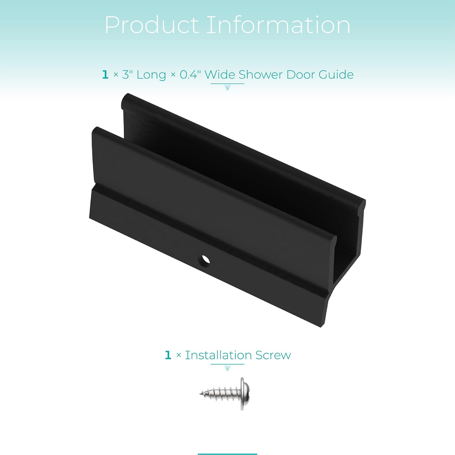 Shuisen Sliding Shower Door Bottom Guide 1/2" x 3" Fit for Glass Sliding Shower Doors Up to 1/2" Wide, Shower Door Plastic Track Guide with Screw, Shower Door Replacement Parts, Black 1 Pack