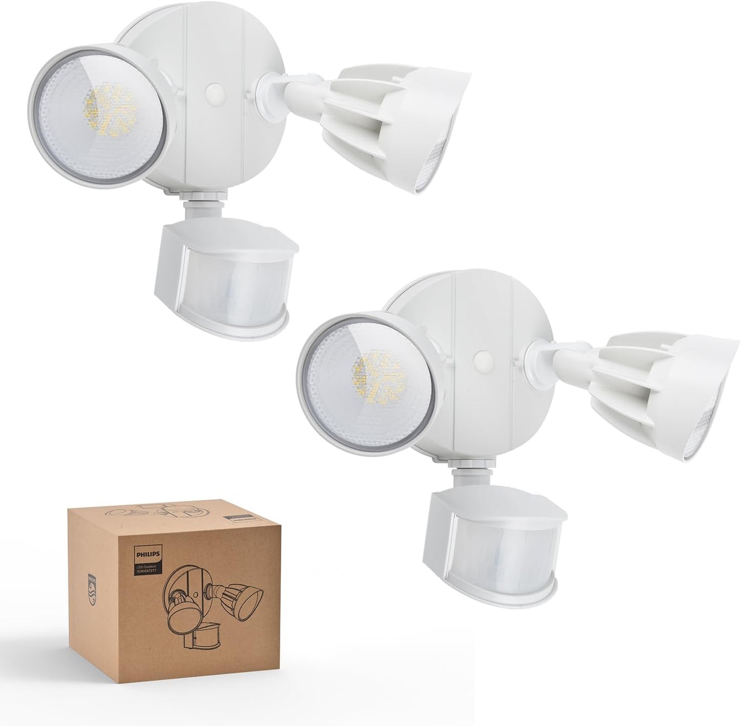 Philips 44W LED Outdoor Security Light with PIR Motion Sensor - 4200 lm, 5000K, Waterproof, Dusk to Dawn, Dual Heads