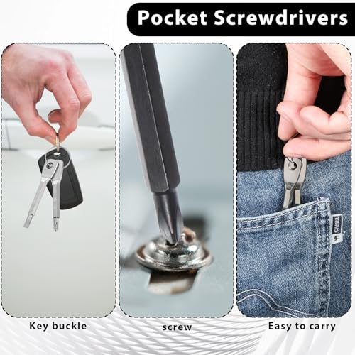 8 Pieces Chain Flathead Screwdriver Set Pocket Keychain Screwdrivers Tools Set Outdoor Tool Gadgets Kit Travel Mini Screwdriver Repairing Tool with Keyring Key for Dad Gift Electrician DIY