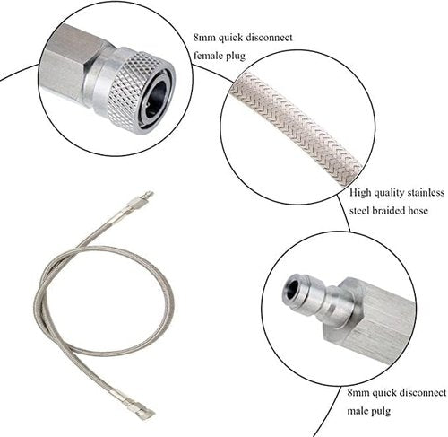 Heyxire pring Hose for Paintball & Airsoft: PCP Air Pump Fill Kit,High-Pressure SS, Quick Fittings for Tank-Compressor Compatibility