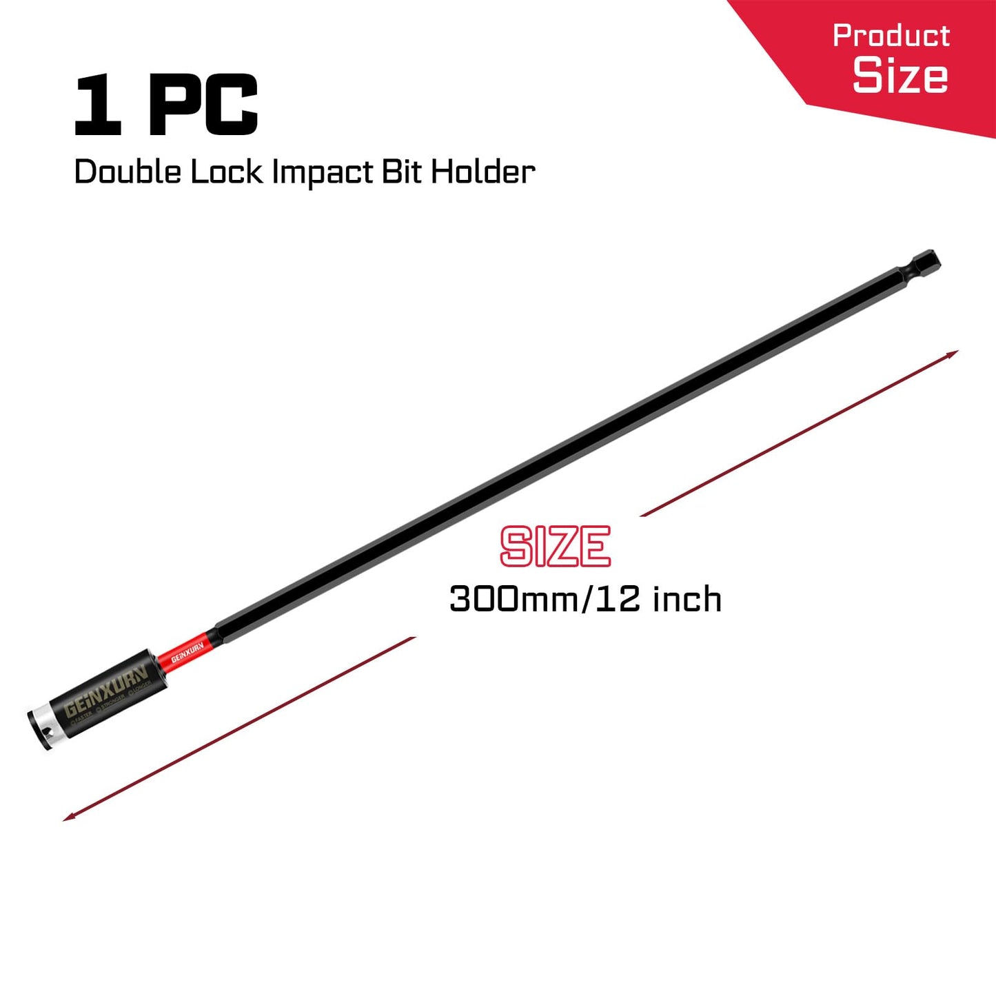 Geinxurn 1Pcs Impact Magnetic Screwdriver Bit Holders, 12Inches Extension Socket Drill Bit Holder S2 Alloy Steel Hex Shank Quick-Change Drill Bit Guide