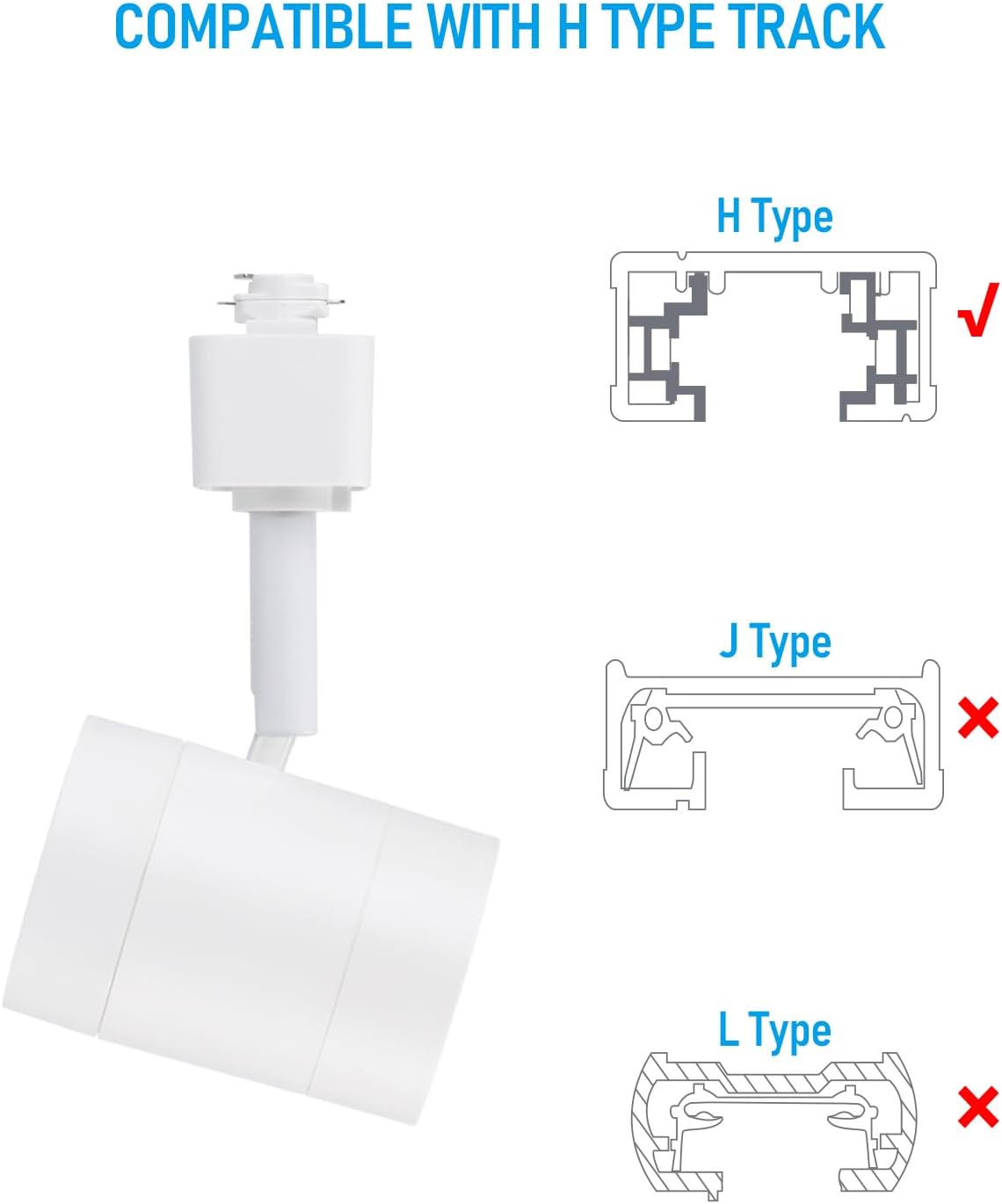 8.5W Dimmable LED H Track Lighting Heads - 4000K Cool White, CRI90, Pack of 4