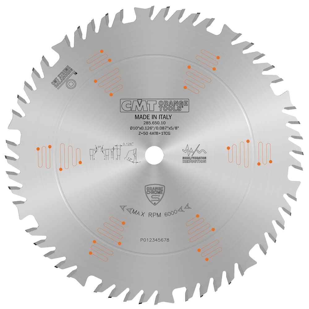 10" CMT Orange Chrome Combination Blade T50 ATB+TCG - Precision Cutting Tool