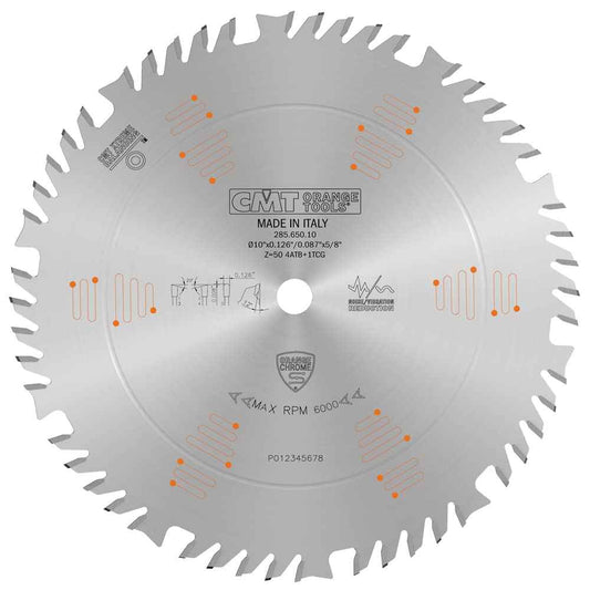 10" CMT Orange Chrome Combination Blade T50 ATB+TCG - Precision Cutting Tool