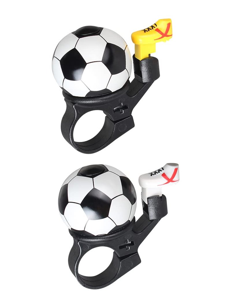 2 Pcs Bicycle Bell,Football Bike Bell Crisp Sound Mini Ringtone and Fun Bicycle Horns for Boys Girls Road, Electric, Mountain Bikes(Color:Black+White)