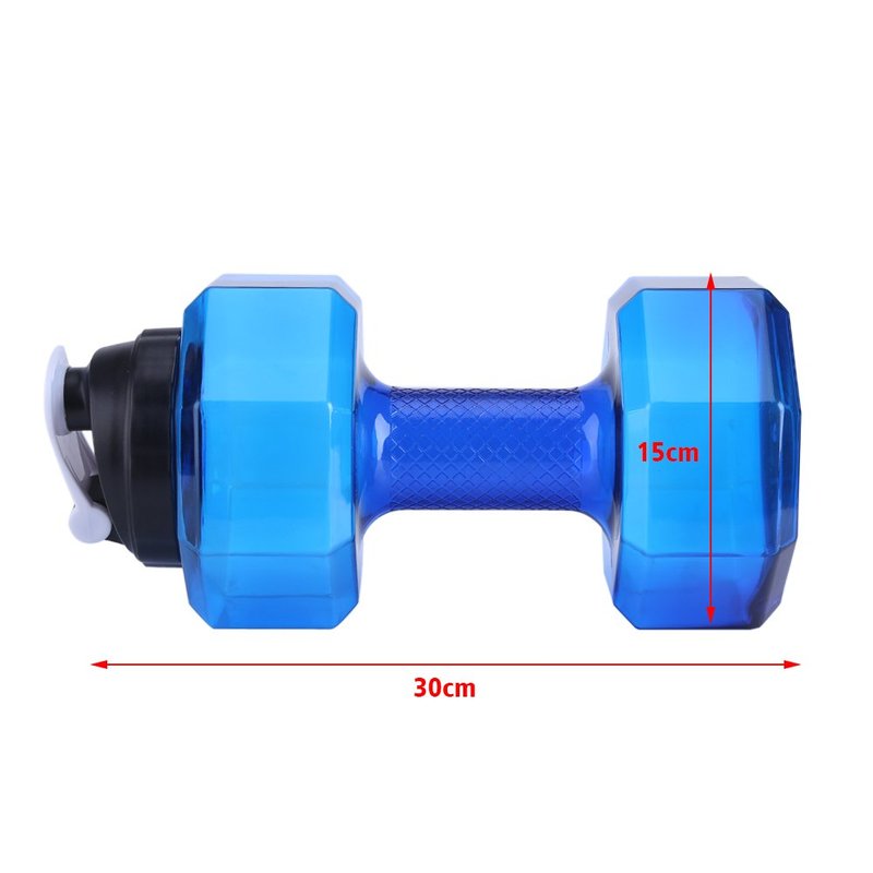 LAVEN 2.2L Large Capacity Dumbbell Shaped Exercise Sports Water Bottle, Fitness Gym Training Cup with Leak Proof Lid, Outdoor Recreation Camping Hiking Water Bottle (black)
