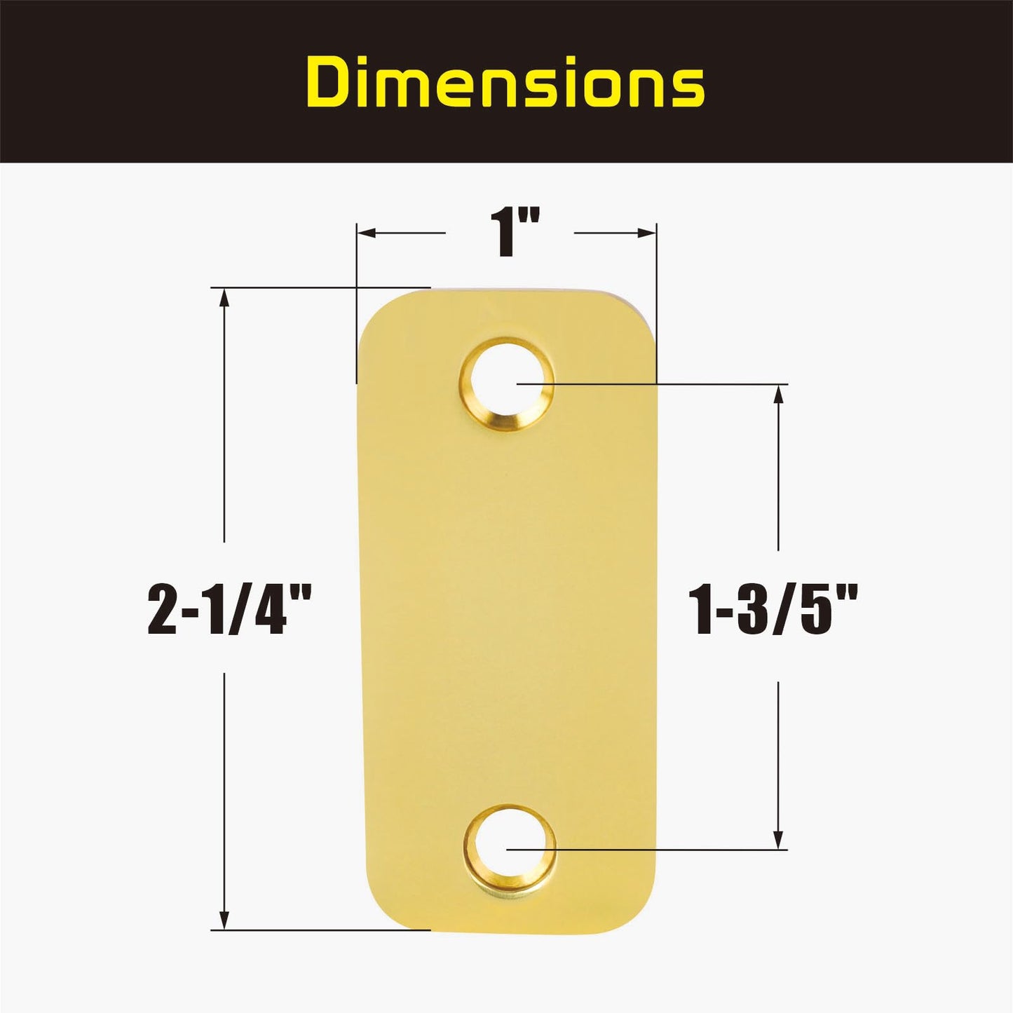 Siwil Brass Door Filler Plate 1" x 2-1/4" with Round Corner, Door Edge Hole Cover Plate – 2 Pack