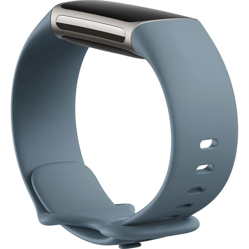 Fitbit Charge 5 Advanced Health & Fitness Tracker with Built-in GPS, Stress Management Tools, Sleep Tracking, 24/7 Heart Rate & More, Mineral Blue, One Size S & L Bands Included, Steel Blue/Platinum