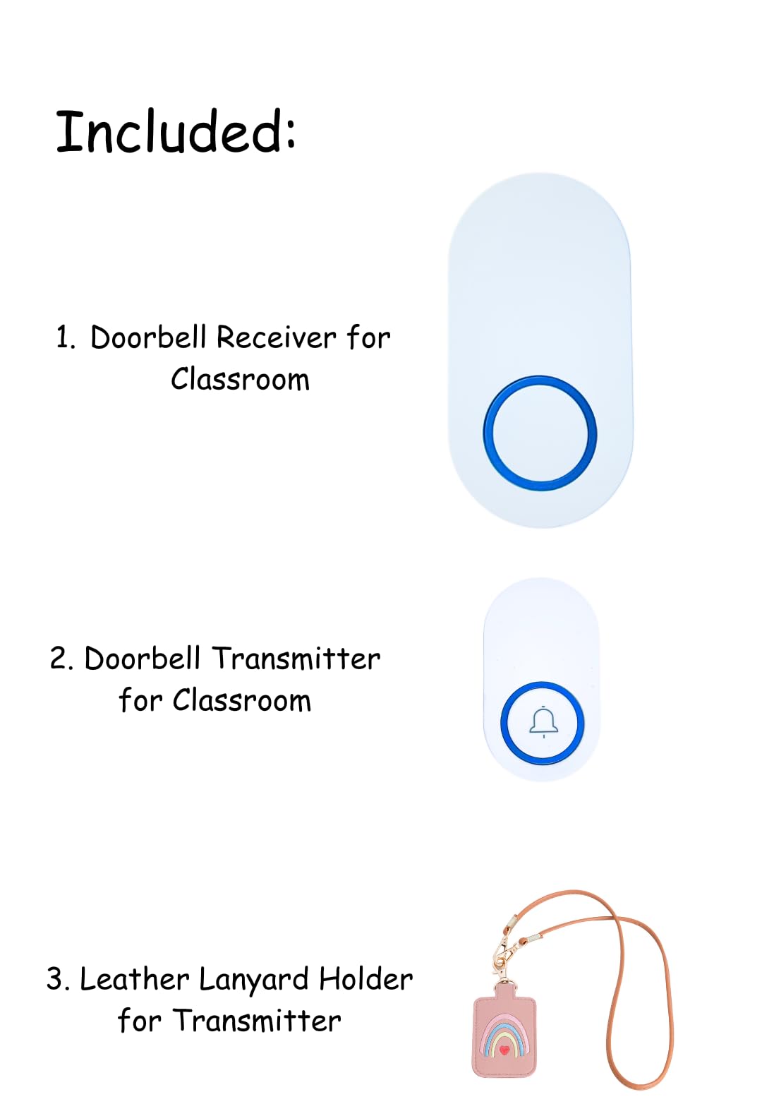 Classroom Doorbell together with Button Holder for Classroom Management, AC Doorbell with Teacher Lanyard Pouch ID Holder, Classroom Teacher Must Haves, Doorbell for Teachers, Pink