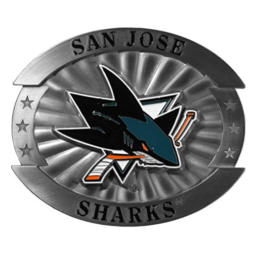 NHL San Jose Sharks Oversized Belt Buckle - 4 x 3.38 Inches