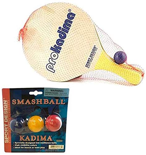 Kadima Paddle Ball Set with 2 Racquets & Replacement Balls