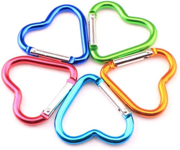 Heart Shaped Carabiner Clip - Aluminum Alloy Heavy Duty Keyring - Red