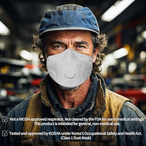 Particulate Respirator Mask with Valve, Flat Fold Design, Breathable Respirator Mask for Dust Sanding, Made in Korea