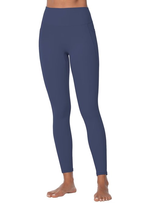 Sunzel Sunzfly High Waist Yoga Pants with Pockets, Workout Leggings for Women Tummy Control, No Front Seam Yoga Leggings 26" Black Medium