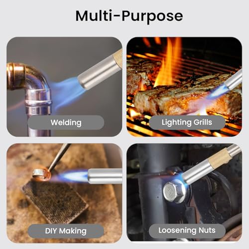Propane Torch Head, Map Gas Torch with Igniter and Flame Adjustable, Hand Blow Torch with Fuel by Propane MAPP MAP PRO Gas, for Plumbing Soldering Lighting Campfires and Grills (CSA Certified)