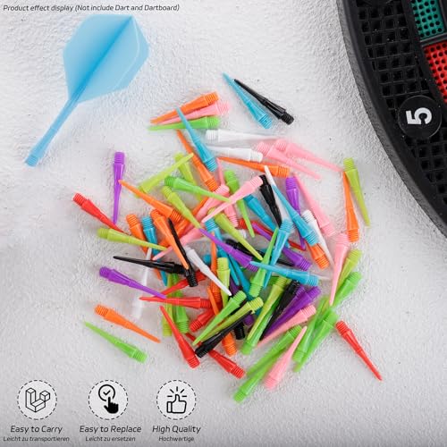 2BA Thread Soft Tip Dart Points - 100 Pack - 8-Color Mix