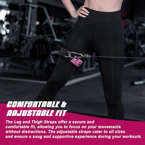 TAVIEW Adjustable Neoprene Thigh & Ankle Resistance Bands with 2D-Rings – 1 Pair for Leg & Glute Workout