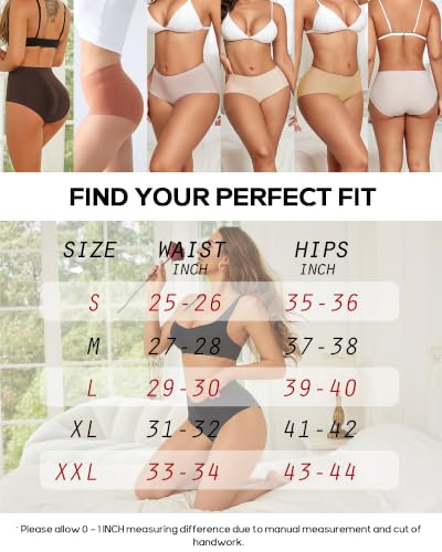 ROSYCORAL High Waisted Seamless Women's Briefs 6Pack XS-3XL in Large Coffee