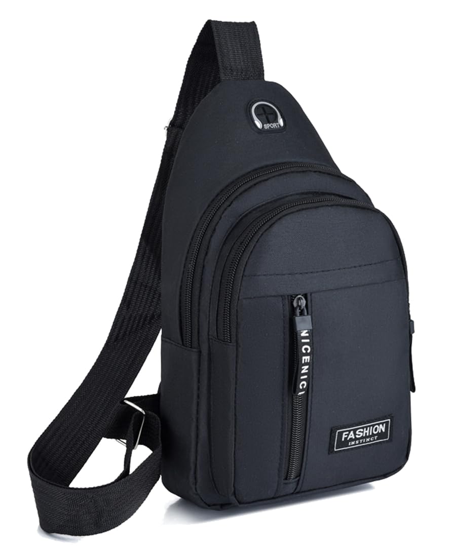 Brymthy Sling Backpacks Chest Shoulder Crossbody Purse Surper Light Handbag for Travel Running Cycling for Men (Black 1)
