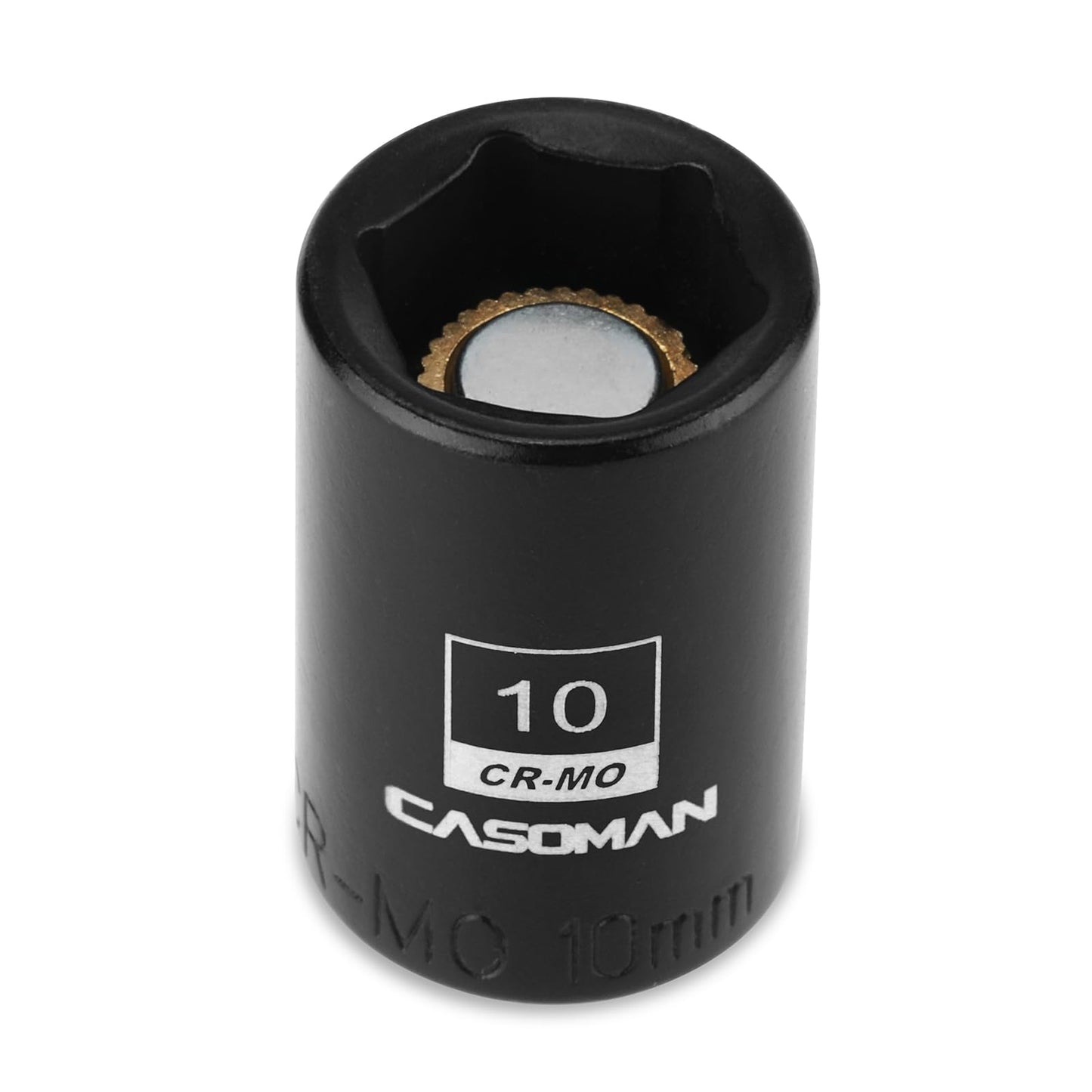 CASOMAN 1/4" Drive 10mm Shallow Magnetic Impact Socket, Metric, 6-Point, CR-MO with Black Phosphate Finish
