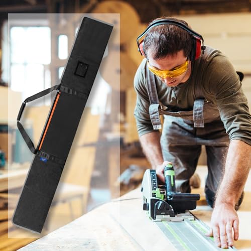 Premium Guide Rail Bag, Double Side Track Saw Bag, Protective Carrying Case for 55-60 Inch Guide Rail Tracks(Black)