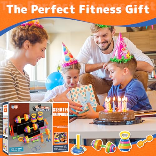 6-in-1 Kids Weight Set, Child Exercise Equipment with Dumbbells & Kettlebell