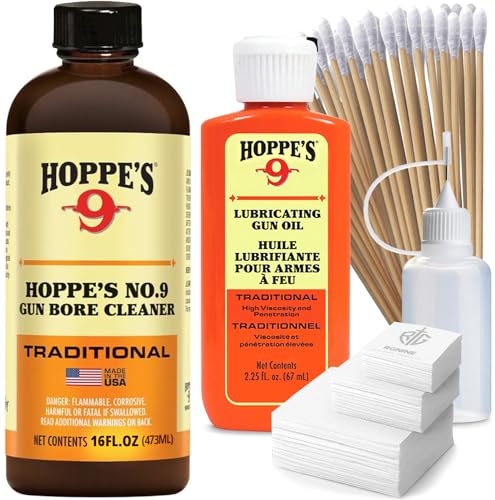 RGNINE 16oz Gun Bore Cleaner Kit with Oil, Patches & Swabs - Complete Firearm Cleaning Set